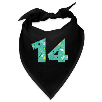 Personalisierte 14 Jubiläumsnummer - Bandana - Schwarz - Vorne