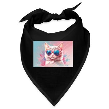 Rosa Katze - Bandana - Schwarz - Vorne