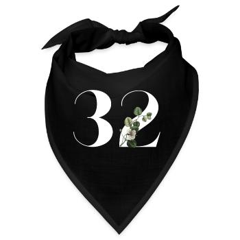 Nummer 32 Blumengrün - 32. Blumengeburtstag - Bandana - Schwarz - Vorne