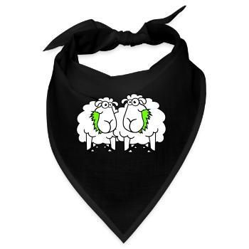 Zwei Schafe Fressen Gras 2 Freunde Team Hungrig - Bandana - Schwarz - Vorne