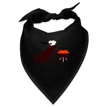 Hund Wurst Grillen Kochmütze Würstchen Koch Hunger - Bandana - Schwarz - Vorne