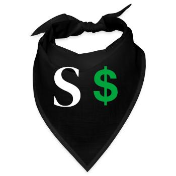 Buchstabe s Dollar - Bandana - Schwarz - Vorne