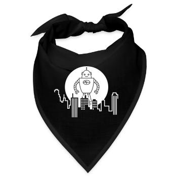 Stadt Silhouette Roboter: KI trifft Urbanes Design - Bandana - Schwarz - Vorne