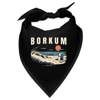 Borkum Nordsee Inselzeit Retro Strandkorb - Bandana - Schwarz - Vorne