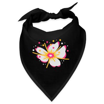 Kirschblüte mit Blütenstaub - Bandana - Schwarz - Vorne