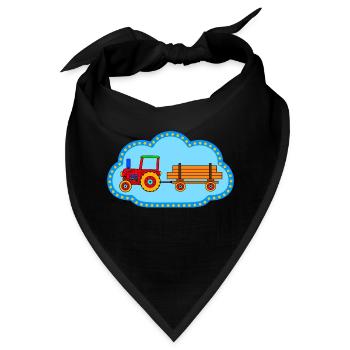 Roter Traktor / Traktor mit Hänger - Bandana - Schwarz - Vorne