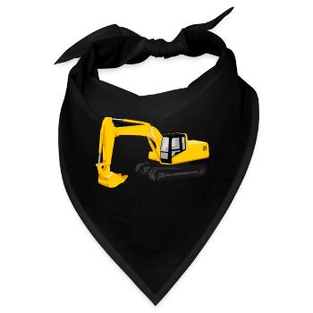 gelbes Bagger-Schwermaschinen-Stil im Cartoon-Stil - Bandana - Schwarz - Vorne