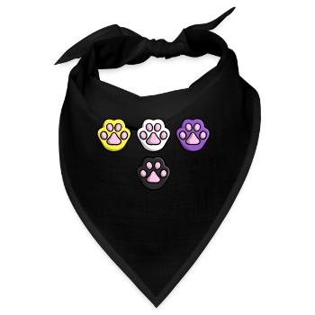 Süße Katze Pfote Nonbinary Flagge Fahne LGBTQ - Bandana - Schwarz - Vorne