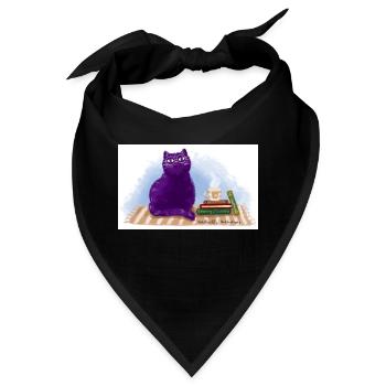 Katze, Bücher und Tee - Bandana - Schwarz - Vorne