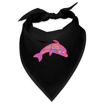 Kultur der Inkas, Delfinsymbol - Bandana - Schwarz - Vorne
