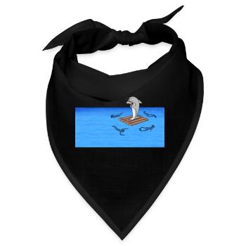 Hai auf Floß - Bandana - Schwarz - Vorne