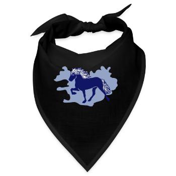 Island Pferd Reiter Reiten T shirt Grafik - Bandana - Schwarz - Vorne