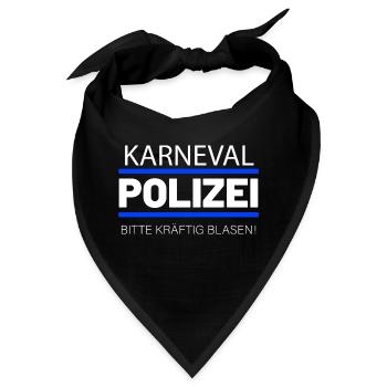 Karneval Polizei Spruch kräftig Blasen - Bandana - Schwarz - Vorne