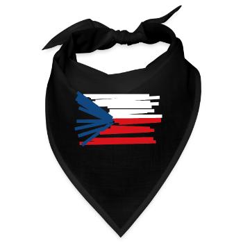 Tschechien Flagge - Moderne Kunst - Bandana - Schwarz - Vorne