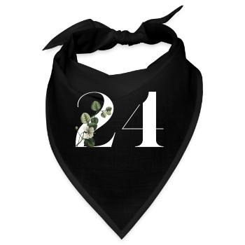 Nummer 24 Blumengrün -24. Blumenjubiläum - Bandana - Schwarz - Vorne