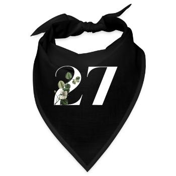 Nummer 27 Blumengrün -27. Blumengeburtstag - Bandana - Schwarz - Vorne