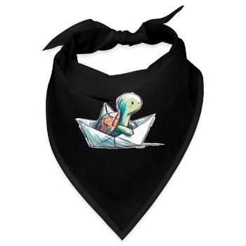 Schildkröte in Papierboot - Bandana - Schwarz - Vorne