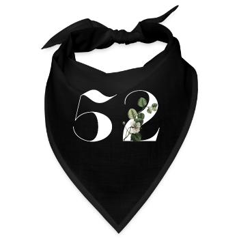 Nummer 52 Blumengrün - 52. Blumengeburtstag - Bandana - Schwarz - Vorne