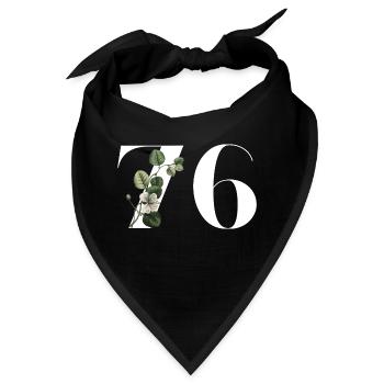 Nummer 76 Blumengrün - 76. Blumengeburtstag - Bandana - Schwarz - Vorne