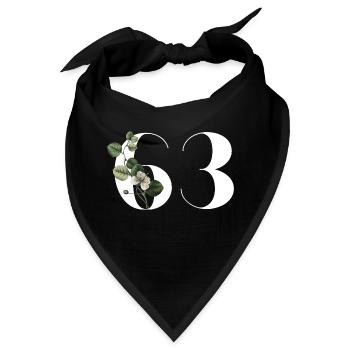 Nummer 63 Blumengrün - 63. Blumengeburtstag - Bandana - Schwarz - Vorne