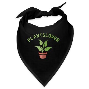Pflanzenliebe mit Topfpflanze im Cartoon Stil - Bandana - Schwarz - Vorne
