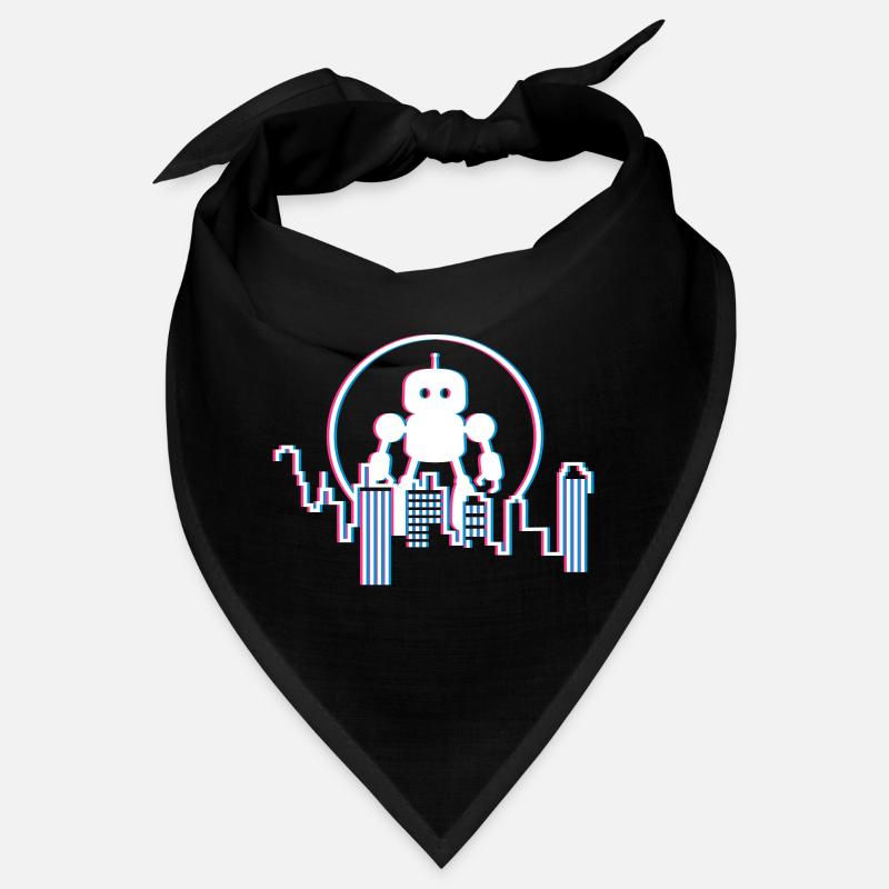 Robot City Skyline – 3D Science-Fi Future Design Bandana