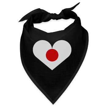Japanische Flagge in Herzform - Bandana - Schwarz - Vorne