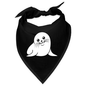 Baby Robbe Silhouette niedliches Tiermotiv - Bandana - Schwarz - Vorne