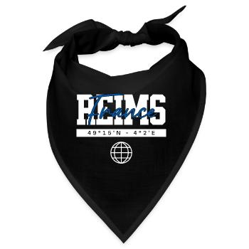 Reims Frankreich Koordinaten Reise Souvenir - Bandana - Schwarz - Vorne