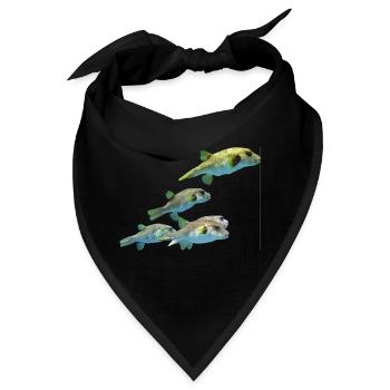 blowfish kugelfisch fischer fish animal tiere - Bandana - Schwarz - Vorne