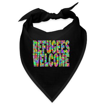 refugees welcome und viele bunte schmetterlinge - Bandana - Schwarz - Vorne