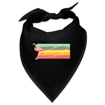 Retro Flamingo Rollerblade - Bandana - Schwarz - Vorne