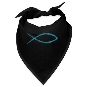 Fisch Illustration, blau, christlich Symbol - Bandana - Schwarz - Vorne