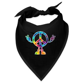 Peacezeichen Friedenszeichen tie dye - Bandana - Schwarz - Vorne