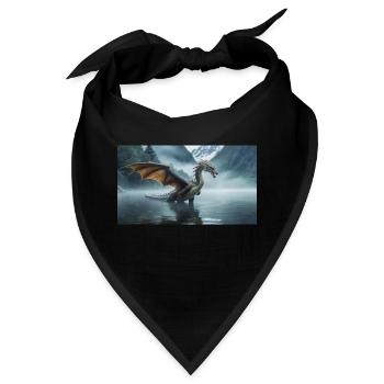 Ein realistischer böser dunkler Drache in einem nebligen Fluss - Bandana - Schwarz - Vorne