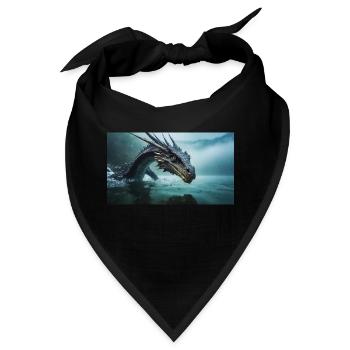Ein realistischer böser dunkler Drache in einem nebligen Fluss - Bandana - Schwarz - Vorne