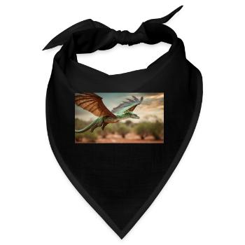 Ein realistischer grün-orangefarbener Drache im Outback - Bandana - Schwarz - Vorne