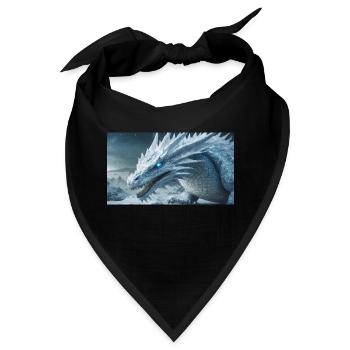 Ein realistischer, majestätischer weißer Eisdrache - Bandana - Schwarz - Vorne
