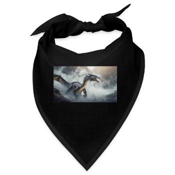 Ein realistischer böser dunkler Drache beim Erklimmen eines Nebels - Bandana - Schwarz - Vorne