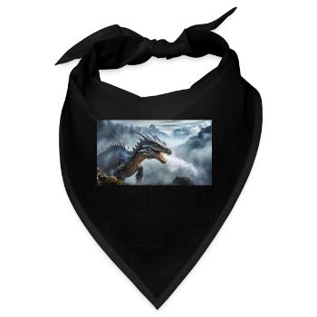 Ein realistischer böser dunkler Drache beim Erklimmen eines Nebels - Bandana - Schwarz - Vorne