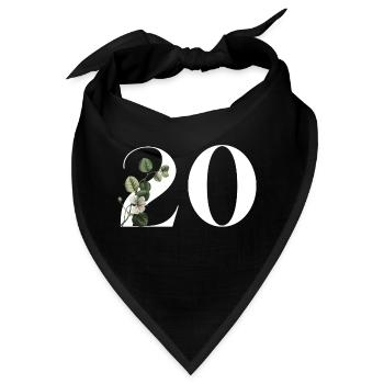 Nummer 20 Blumengrün -20. Geburtstag Blumen - Bandana - Schwarz - Vorne