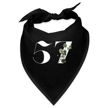 Nummer 57 Blumengrün - 57. Blumengeburtstag - Bandana - Schwarz - Vorne