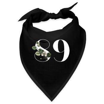 Nummer 89 Blumengrün - 89. Blumengeburtstag - Bandana - Schwarz - Vorne