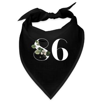 Nummer 86 Blumengrün - 86. Blumengeburtstag - Bandana - Schwarz - Vorne