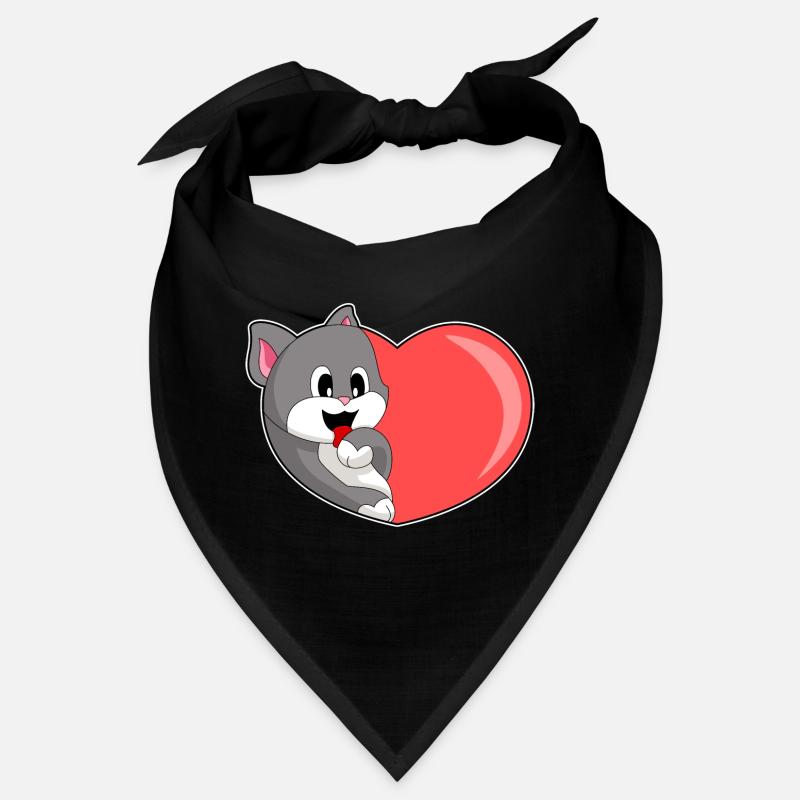 Katze Herz - Bandana - Schwarz