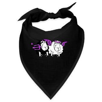2 Schafe Engel Teufel Satan Hölle Böse Himmel Gut - Bandana - Schwarz - Vorne