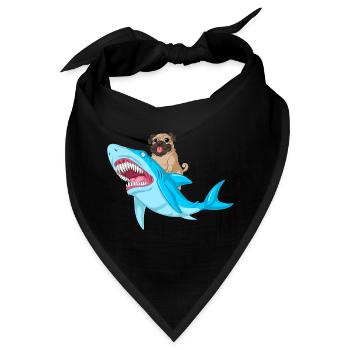 Mops Reitt Hai Lustig - Bandana - Schwarz - Vorne
