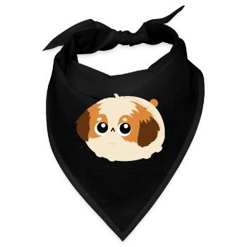 Chibi Flauschiges Shih Tzu-Welpengesicht - Bandana - Schwarz - Vorne