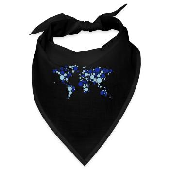 Weltkarte Erde Planet Globus Kontinent Kreis Punkt - Bandana - Schwarz - Vorne