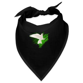 Weisse Taube mit verschiedenen Grüntönen - Bandana - Schwarz - Vorne